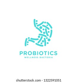 Logo Design Related To Probiotic Bacteria. Healthy Nutrition Ingredient For Therapeutic Inside Stomach