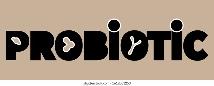 Logo design related to probiotic bacteria black and white. Healthy nutrition ingredient for therapeutic