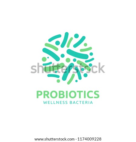 Logo design related to probiotic bacteria. Healthy nutrition ingredient for therapeutic
