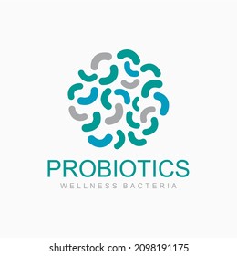 Logo design related to probiotics bacteria. Healthy nutrition ingredient for therapeutic