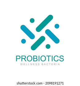 Logo design related to probiotics bacteria. Healthy nutrition ingredient for therapeutic