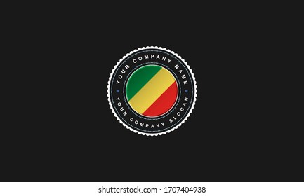 logo design with Republic of the Congo concept in circle. Yellow,Red and Green Vintage and premium
