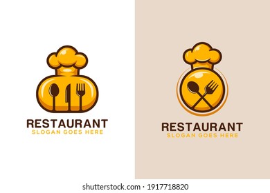 Logo Design Of Restaurant Good Food Symbol, Modern Vintage Food Logo With Two Versions