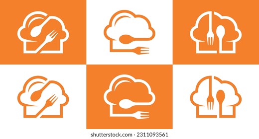 logo design restaurant spoon fork and hat chef icon vector illustration