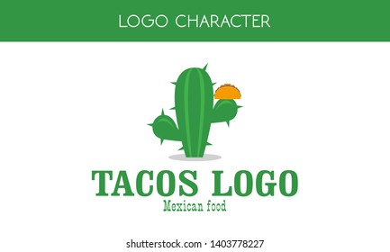 Logo design for restaurant tacos, a typical Mexican food.
designed with the shape of a typical arizona desert. cactus as a symbol.