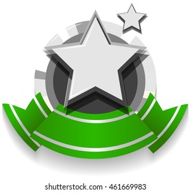 Logo design with ribbon and star illustration