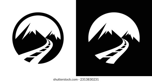 logo design road mountain icon vector illustration