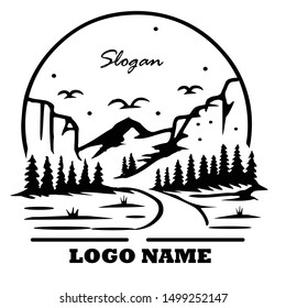 logo design of the road to the mountains