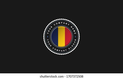 logo design with Romania concept in circle. Blue,Yellow and Red Vintage and premium