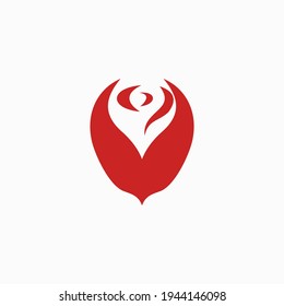 logo design with a rose flower illustration concept