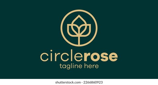 logo design rose line circle illustration