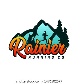 logo design running on the mountain