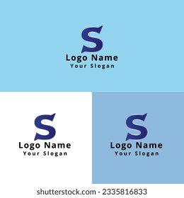 Logo Design with S letter in blue, white and black colors
