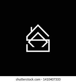 Logo design of S SA AS in vector for construction, home, real estate, building, property. Minimal awesome trendy professional logo design template on black background.