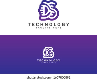 Logo design of S SS SD DS in vector for technology, electronics, digital, connection. Minimal awesome trendy professional logo design template on black background