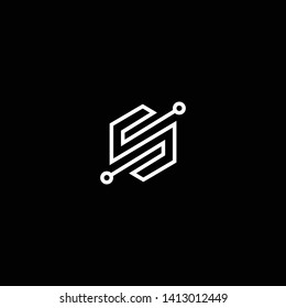 Logo design of S SS in vector for technology, electronics, digital, connection. Minimal awesome trendy professional logo design template on black background.