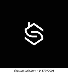 Logo design of S in vector for construction, home, real estate, building, property. Minimal awesome trendy professional logo design template on black background.