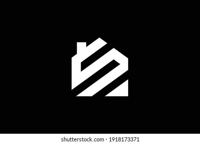 Logo design of S in vector for construction, home, real estate, building, property. Minimal awesome trendy professional logo design template on black background.