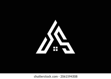 Logo design of S in vector for construction, home, real estate, building, property. creative elegant Monogram. Premium Business home logo icon. White color on black background