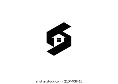 Logo design of S in vector for construction, home, real estate, building, property. Minimal awesome trendy professional logo design template on black background.