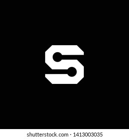 Logo design of S in vector for technology, electronics, digital, connection. Minimal awesome trendy professional logo design template on black background.