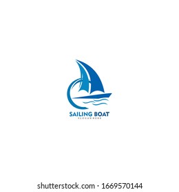logo design sailing boat vector blue