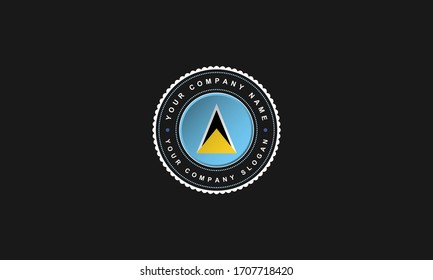 logo design with Saint Lucia in circle. Blue Vintage and premium