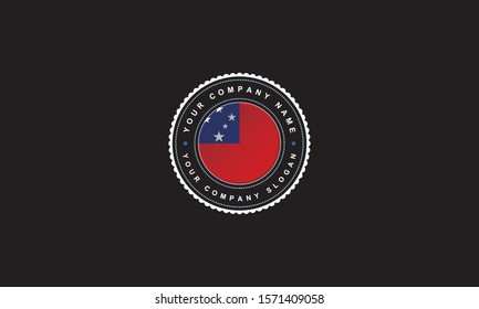 logo design with Samoa concept in circle. Blue and Red Badge Vintage and premium