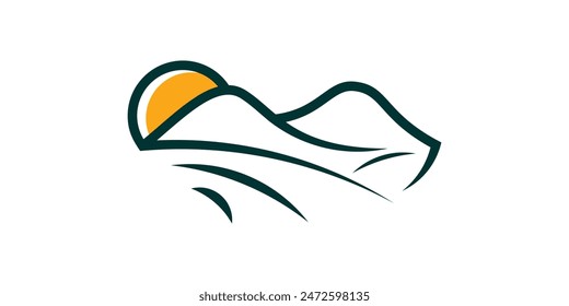 logo design of scenery, sunrise, sun, heat, solar,farm. logo design icon, vector, symbol, creative, idea.
