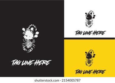 logo design of scorpion vector black and white