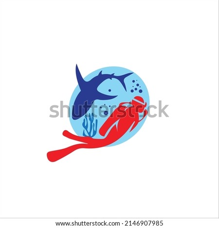 The logo design is scuba shark