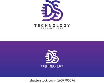 Logo Design Of SD DS In Vector For Technology, Electronics, Digital, Connection. Minimal Awesome Trendy Professional Logo Design Template.