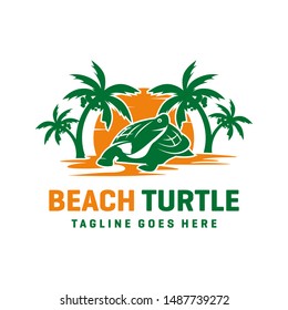 logo design of sea turtles on the beach