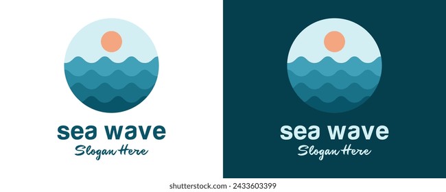 Diseño del logotipo Ondas de agua de mar, flujo de agua del río, diseño abstracto del logotipo del vector del agua