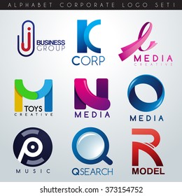 Logo Design Set 1 : Corporate Identity Logo : J-R : Vector Illustration