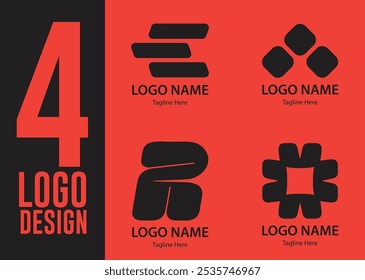 Logo design set, 4 logo designs collection, logo template vector, logo design template.