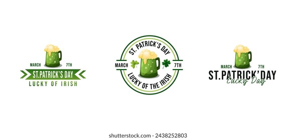 Logo Design Set Collection Happy St.Patrick's Day Irish holiday. icon design element vector