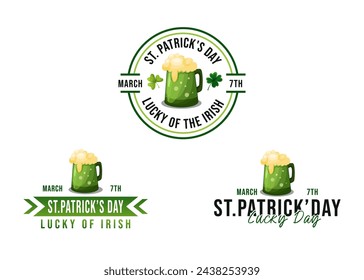  Logo Design Set Collection Happy St.Patrick's Day Irish holiday. icon design element vector