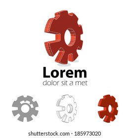 Logo design set. Emblem with 3d cog wheel. Eps10 vector for corporate identity. 
