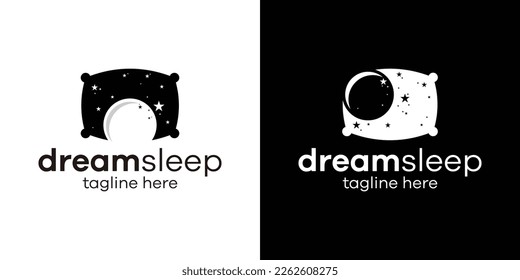 diseño de logotipo conjunto almohada y imagen vectorial de icono de luna nocturna