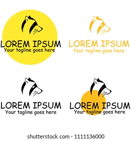 Logo design set with raccoon, vector Illustrations