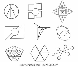 logo design set, Square, Round,Triangle shape icon.