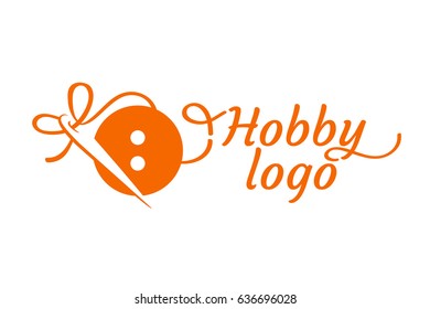 Logo design Sewing and embroidery vector template. Illustration design of logotype woman hobby flat symbol. A button and a needle web icon
