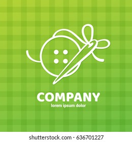 Logo design Sewing and embroidery vector template. Illustration design of logotype woman hobby flat symbol. A button and a needle web icon