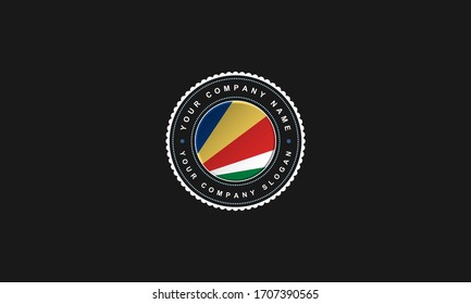 logo design with Seychelles concept in circle. Blue,Yellow and Green Vintage and premium