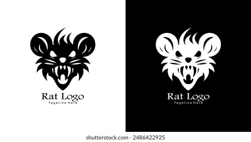 Logo design in the shape of an angry rat head with a front view