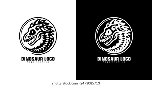 Logo design in the shape of a dinosaur skull from head to neck