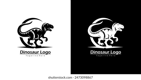 Logo design in the shape of a dinosaur stepping on its feet