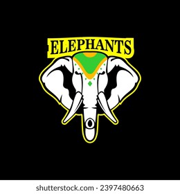 A logo design in the shape of an elephant's head with a calm face, suitable for sports, esports, campus, school, health and adventure brands.