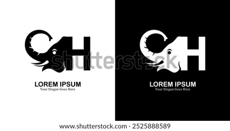 Logo design in the shape of an elephant's head combined with the letter H